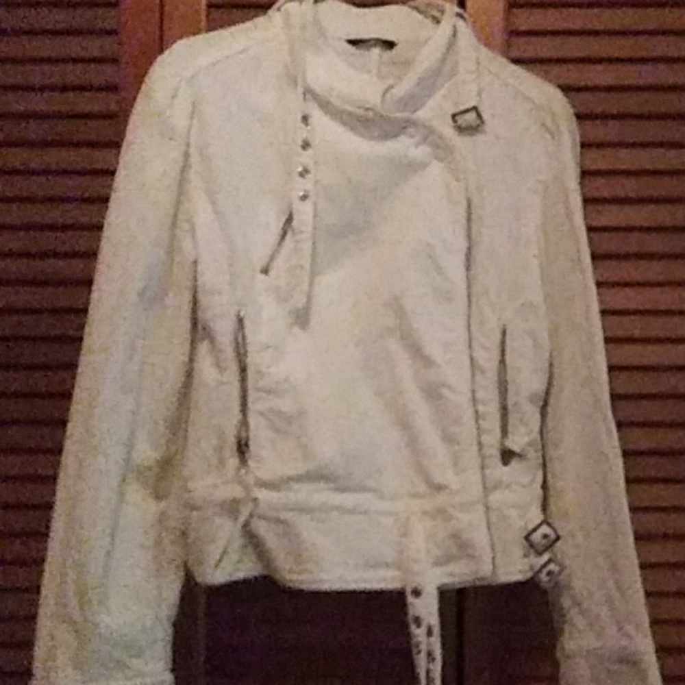 White Cotton Moto Jacket